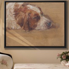 Vintage Dog Portrait Wall Art Canvas Print Rustic Pet Decor Animal Artwork