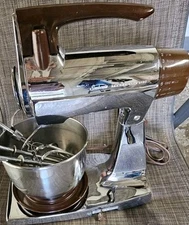 Vintage Sunbeam Mixmaster 12 Speed Stand Mixer Brown Chrome Bowls Mixers *Works*
