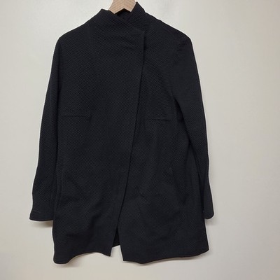 Akris Punto Honeycomb Zip Jacket Women's 16 Black Asymmetric Coat Classic Luxury