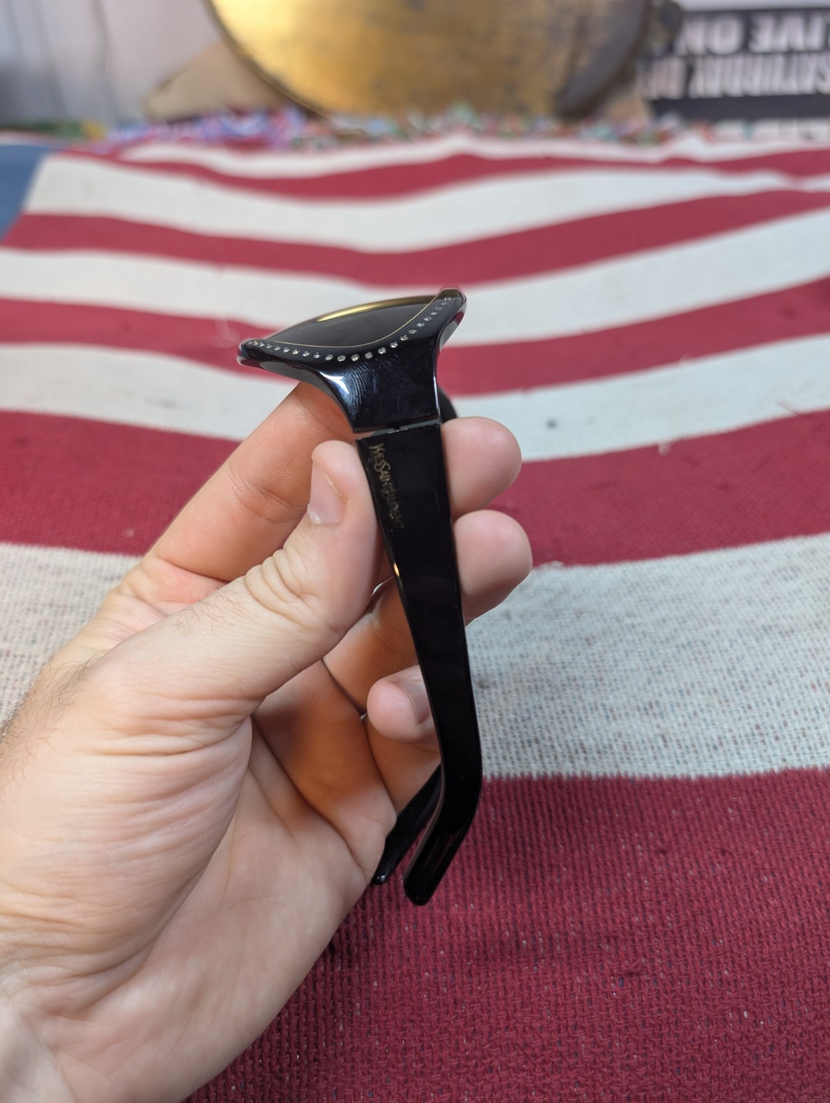 Occhiali da sole Yves Saint Laurent YSL 6118 S nero lucido 67 mm occhio di gatto