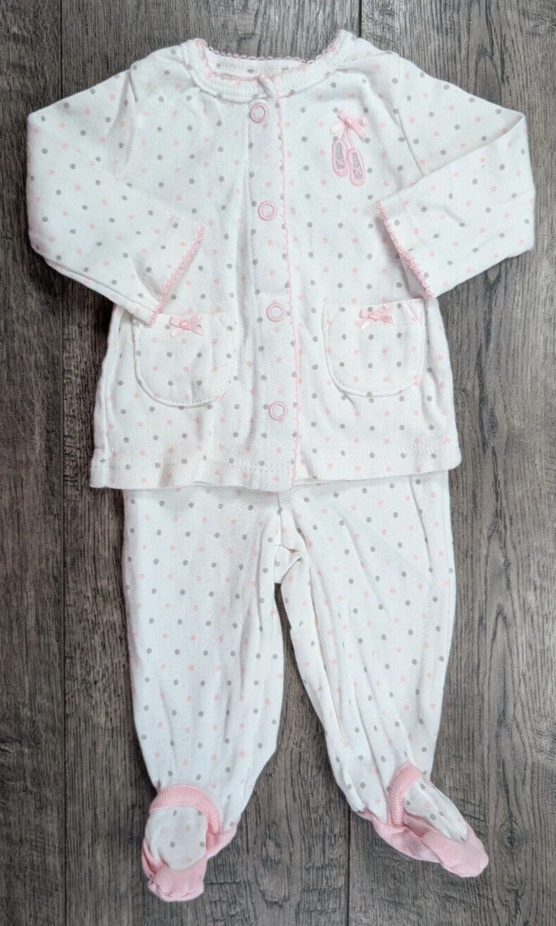 Baby Girl Clothes Carter's Newborn 2pc Polka Dot Ballerina Footed Outfit