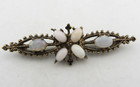 & Faux ? Opal Unknown Mark Vintage Bar Brooch Pin Sterling Silver