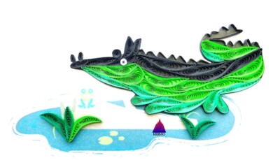 3D Quilling Greeting Card Alligator Gator Handmade Birthday Thank You Kids Gift