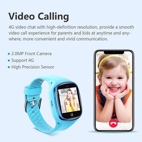 Montre intelligente 4G pour enfants montre intelligente GPS tracker vidéo appel SOS écran tactile étanche - Photo 4 sur 22