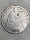 1858 Seated Liberty Silver Half Dollar VG