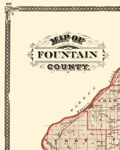Mapa histórico del condado - Fountain County Indiana - Baskin 1876 - 23 x 28,71 - Imagen 2 de 20