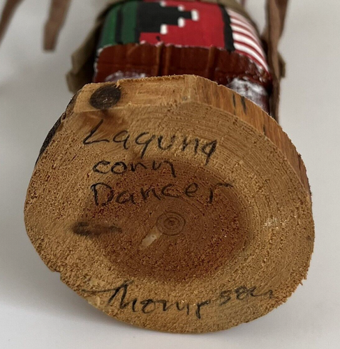 Figura de muñeca Kachina de madera hecha a mano bailarina de maíz nativa americana de laguna firmada - Imagen 9 de 10