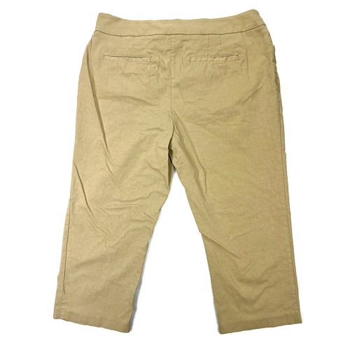 Attyre New York Women's Pants Beige 14x21 Cropped Khaki Flat Front Stretch  Capri | eBay