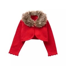 Janie and Jack Crimson Faux Fur Cardigan sz 18-24 Nwt Holidays