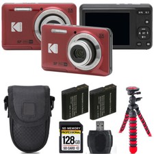 Kodak PIXPRO FZ55 Digital Camera Red  Extra Battery Tripod Case -128GB Kit