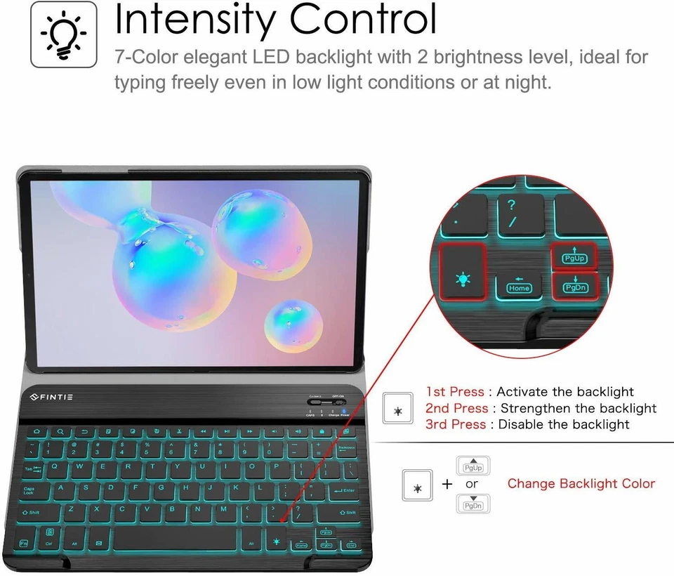 For Samsung Galaxy Tab S6 10.5 2019 Case + Backlit Bluetooth Keyboard Cover - Image 4 of 4