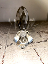 Vintage Chunky Hand Cut Crystal Perfume Bottle w Tall Prism Stopper Dauber