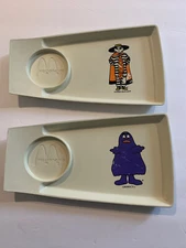 (2) 1970s McDonalds Happy Meal FOOD TRAYS & Cup Holder Lot GRIMACE & HAMBURGLAR