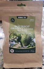 Soursop Graviola Leaves Tea Bags 40 Ct USDA Organic Caffeine-Free