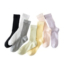 8 Pairs Women Solid Mesh Thin Mid Calf Tube Socks Sports Summer Breathable Socks