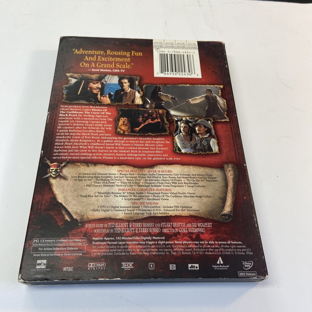 Pirates of the Caribbean: The Curse of the Black Pearl (DVD, 2003