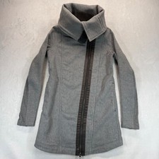 Lululemon Virasana Blanket wrap Jacket Funnel Neck Asymmetrical Zip Gray Size 4