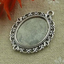 Free Ship 40 pcs tibetan silver oval frame charms pendant 40x28mm L-1966