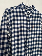 CHAPS Performance Long Sleeve Casual Button Up Shirt Size M Blue  White Checked
