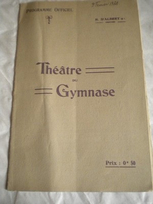 Vintage Programm Theatre du Gymnase Marseille 9 Feb 1920 L'Ecole des Cocottes