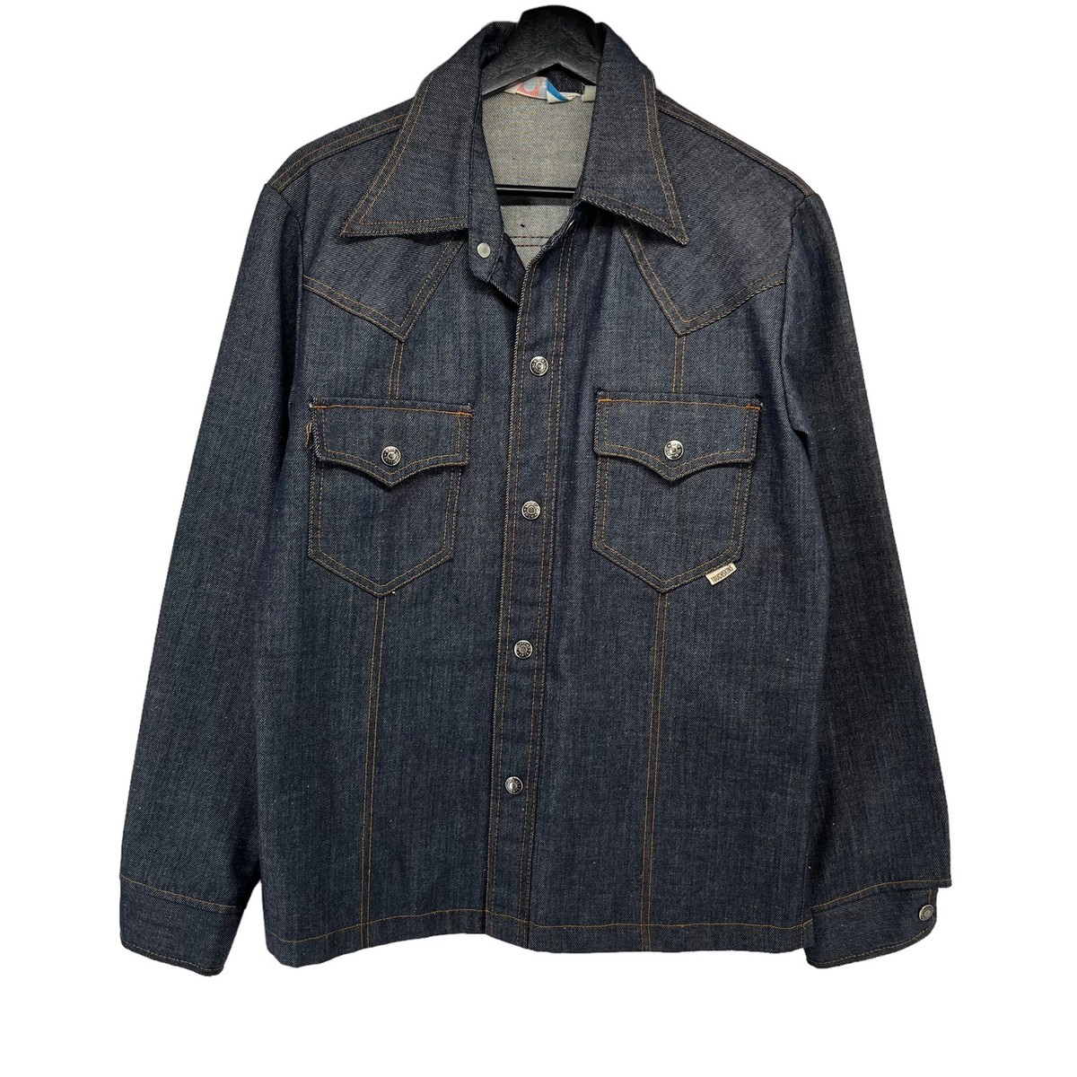 トップス 40s Sears  denim work shirt Vintage SEARS Put On Toughskins Dark Denim Snap Work Shirt