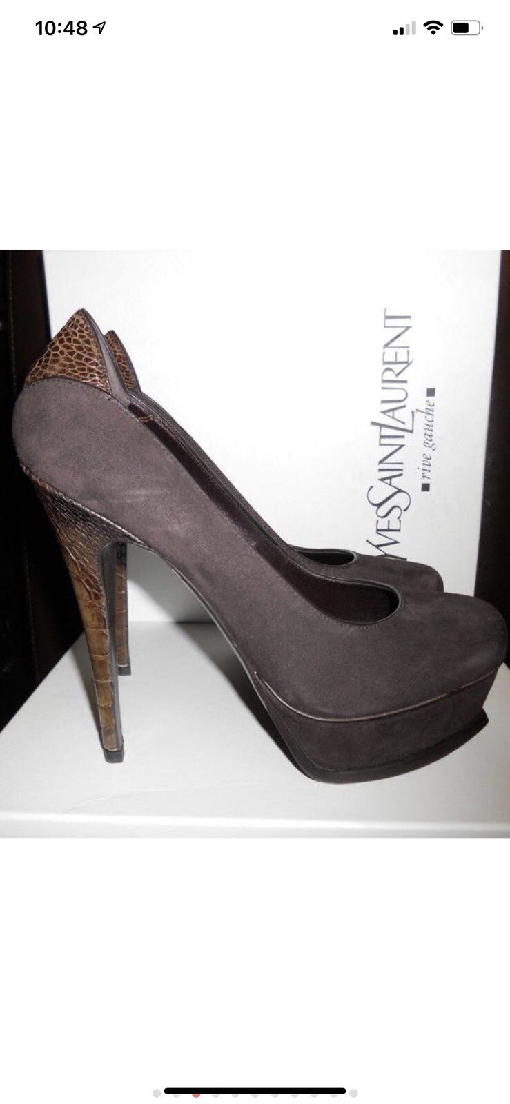 Saint Laurent Tribute YSL 105 tacchi plateau struzzo pelle scamosciata taglia 8