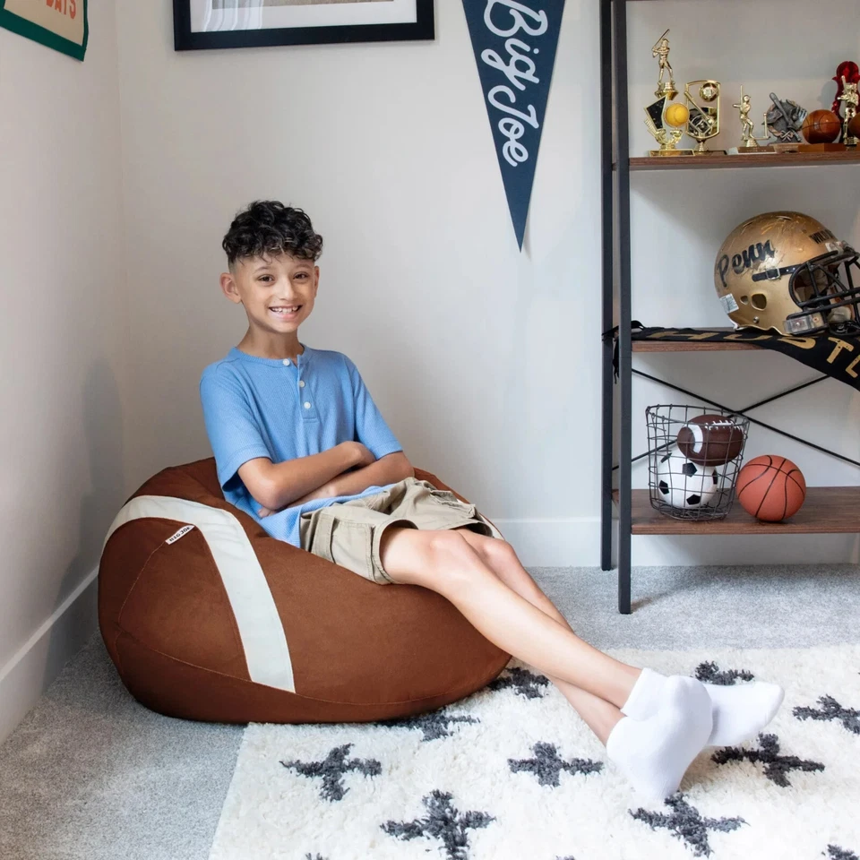 Silla bolsa de frijoles de fútbol americano para niños adolescentes felpa suave deportivo asiento de pelota regalo dormitorio dormitorio Foto 3 de 4