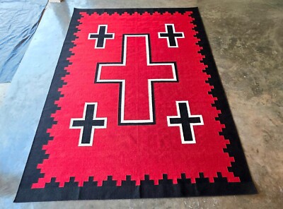 5x8 ft Handwoven Wool Navajo rug Southwestern Pattern Easter Decor Item