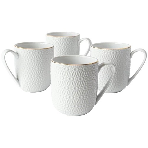 6-Pack Glazed White Stoneware 12-Ounce Coffee Mugs Set of Six | eBay