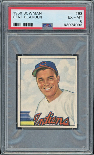 1950 Bowman 93 Gene Bearden Cleveland Indians PSA 6 Vintage Baseball Card