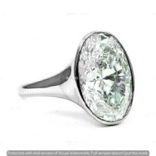 925 Sterling Silver 3 Ct Oval Cut Bezel Set Solitaire Moissanite Engagement Ring