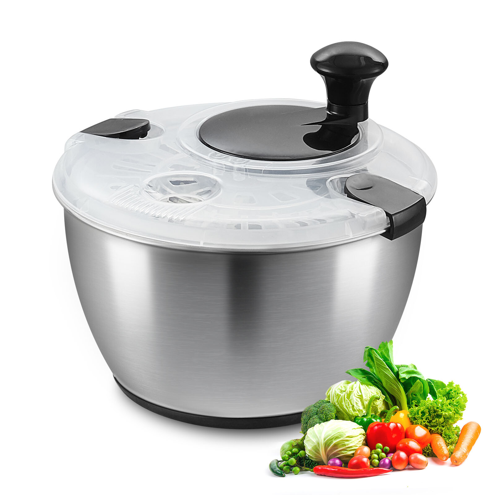 VEVOR Salad Spinner 4.75Qt Large Vegetable Dryer Washer Stainless Steel BPA-Free