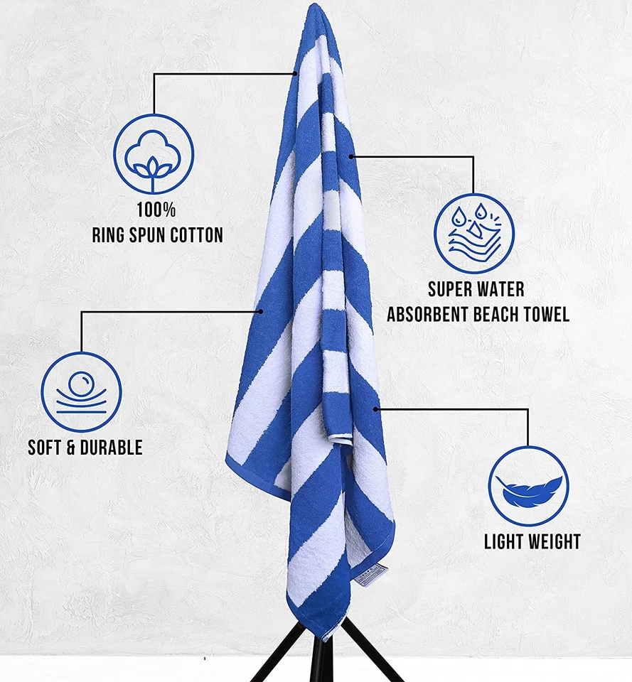 Cabana Stripe Beach Towel 30 x60 Inches Beach Pool Towel Pack of 4 Utopia Towels - Image 4 of 4