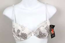 Women's Bra Letter Print Lace Style 9999 Size 32A LILY Color White NWT