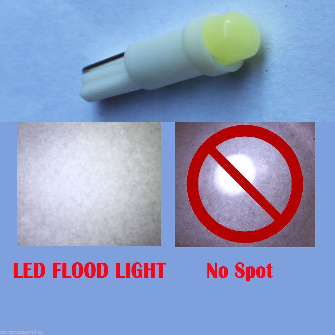 10pcs of T5 White 58 74 Dashboard Gauge COB SMD LED Wedge Dash Bulb