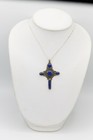 ANTIQUE LAPIS CROSS LATE 1800's MADE OF SILVER & LAPIS LARGE CROSS #3 — photo 8