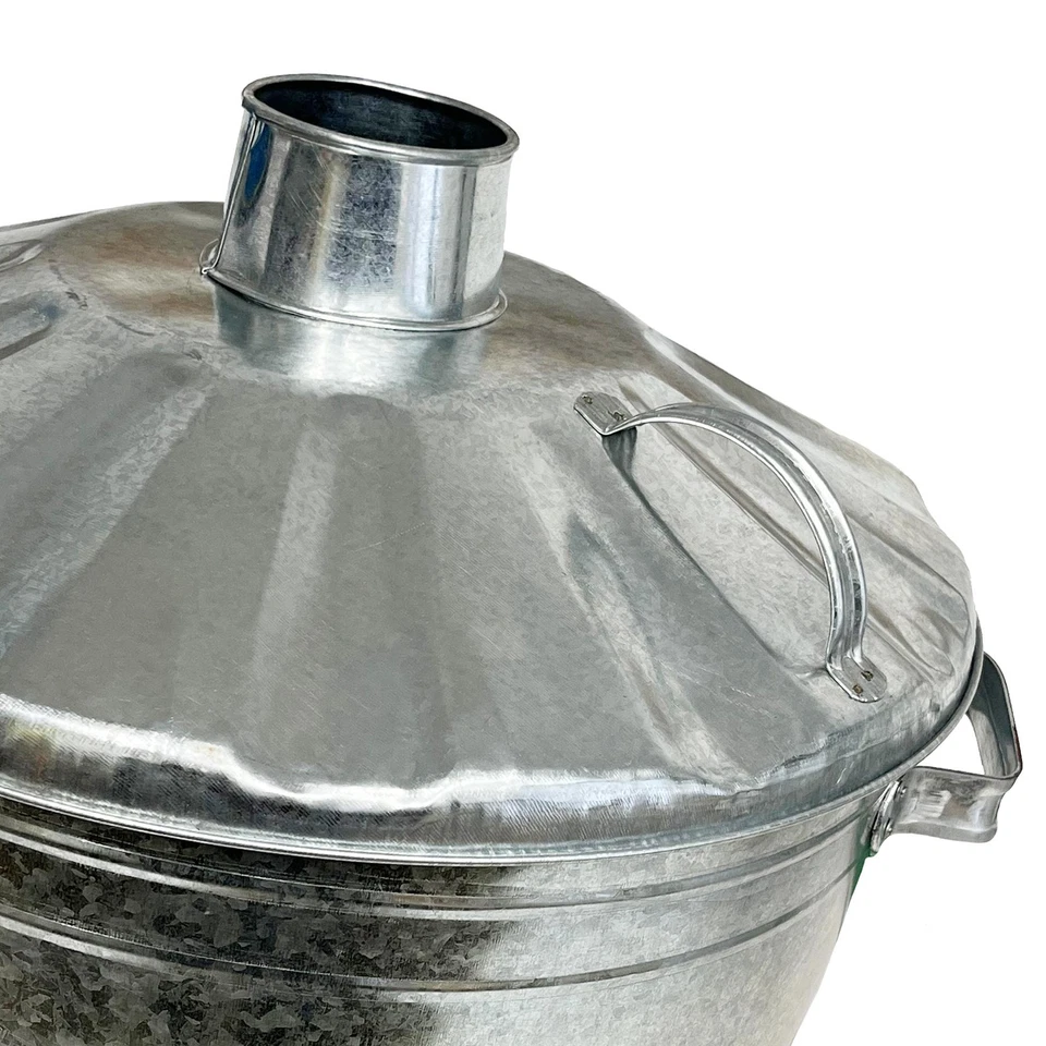 Grande poubelle d'incinérateur galvanisée + couvercle brûleur à déchets de fe... - Photo 3/4