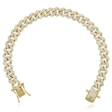 5CTW Natural Moissanite 9mm Sterling Silver Miami Cuban Bracelet (Solid Links) 8