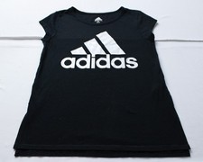 Adidas Girl's Short Sleeve Graphic Logo T-Shirt EH6 Black Medium 10/12