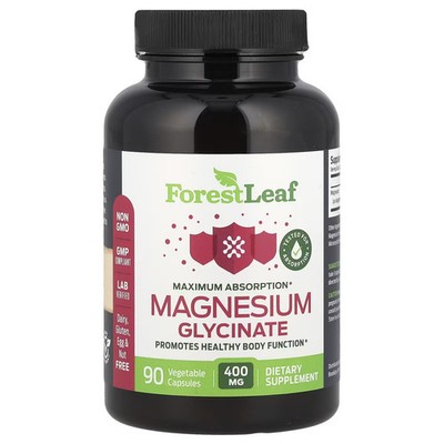 2 X Forest Leaf, Magnesium Glycinate, Maximum Absorption, 400 mg, 90 Vegetable C