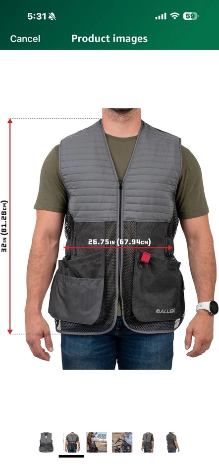 Allen Company Men's Competitor Shooting Vest – Mesh Vest with Moveable XL - Image 2 of 4