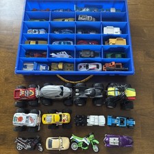 Toy Hot Wheels Monster Truck Motorcycle Lot 36 vehicles carrying case