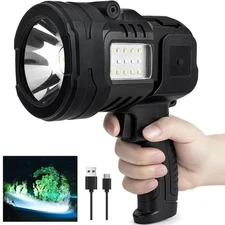 Rechargeable Spotlight Flashlight, 90,000 Lumens Super Bright Spotlight Outdo...