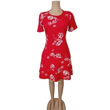 Lauren Ralph Lauren comfortable fabric Dress Women's Size 6 Red Floral.