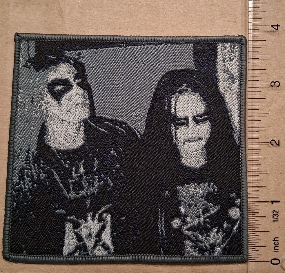 Dead And Euronymous Mayhem Morbid Grey Border Woven Patch Black