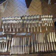 85 Pieces Vintage Lambert & Blaber  EPNS/Stainless Steel Cutlery, Floral design
