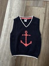 Janie And Jack Navy Blue Cotton Anchor Sweater Vest, Size 18/24