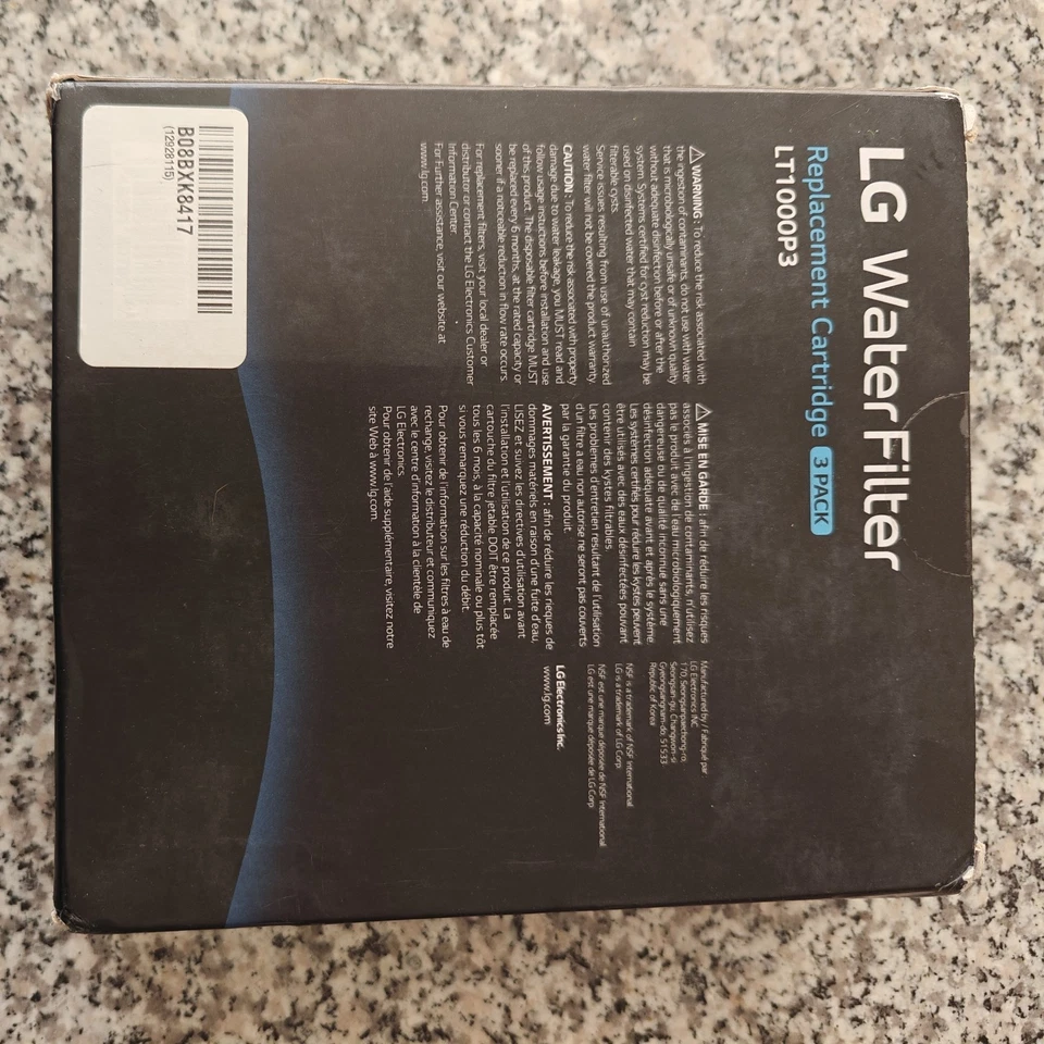 Filtro de agua original LG LT1000P3 paquete de 3 cartuchos de repuesto Foto 2 de 4