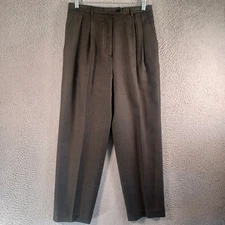 Vintage Rafaella Womens Brown Dress Pants Size 12P Petites 100% Worsted Wool