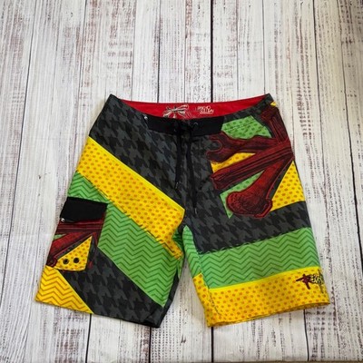 Rip Curl Pancho Sullivan Signature Boardshorts Mens 36 Green Yellow Black Red